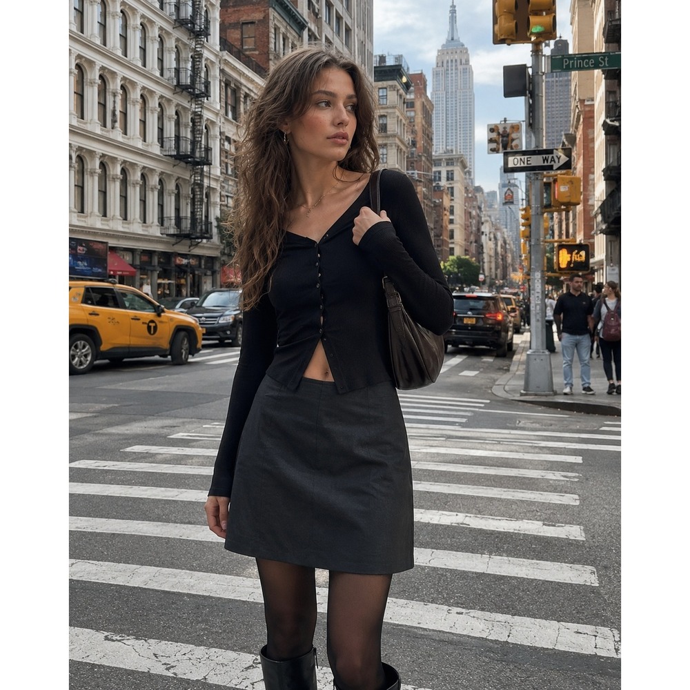 Valerie Stevens A-Line‎ Mini Skirt Womens 6P Gray Excellent Career Professional